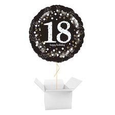 Sparkling Celebration 18th Birthday Round Foil Helium Balloon - Inflated Balloon in a Box
