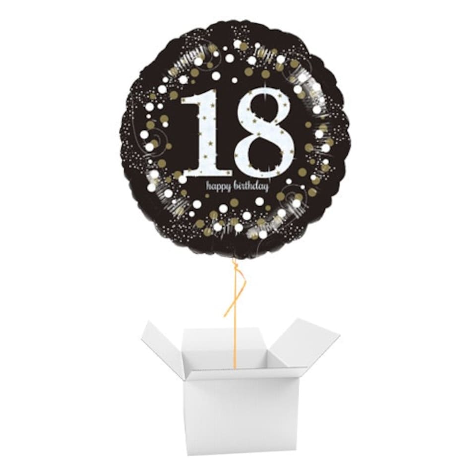 Sparkling Celebration 18th Birthday Round Foil Helium Balloon - Inflated Balloon in a Box