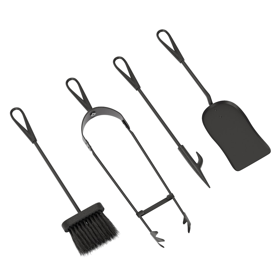 image 1 of Fire Vida 5 Piece Buxton Companion Set Fireside Fireplace Accessory, Black