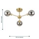 image 6 of First Choice Lighting Toner Satin Brass with Smoke Glass Globes 3 Light Flush Ceiling Light Bronze | Grey