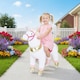 image 1 of AIYAPLAY Kids Rocking Horse, Plush Ride On Unicorn Toy with Wheels, White