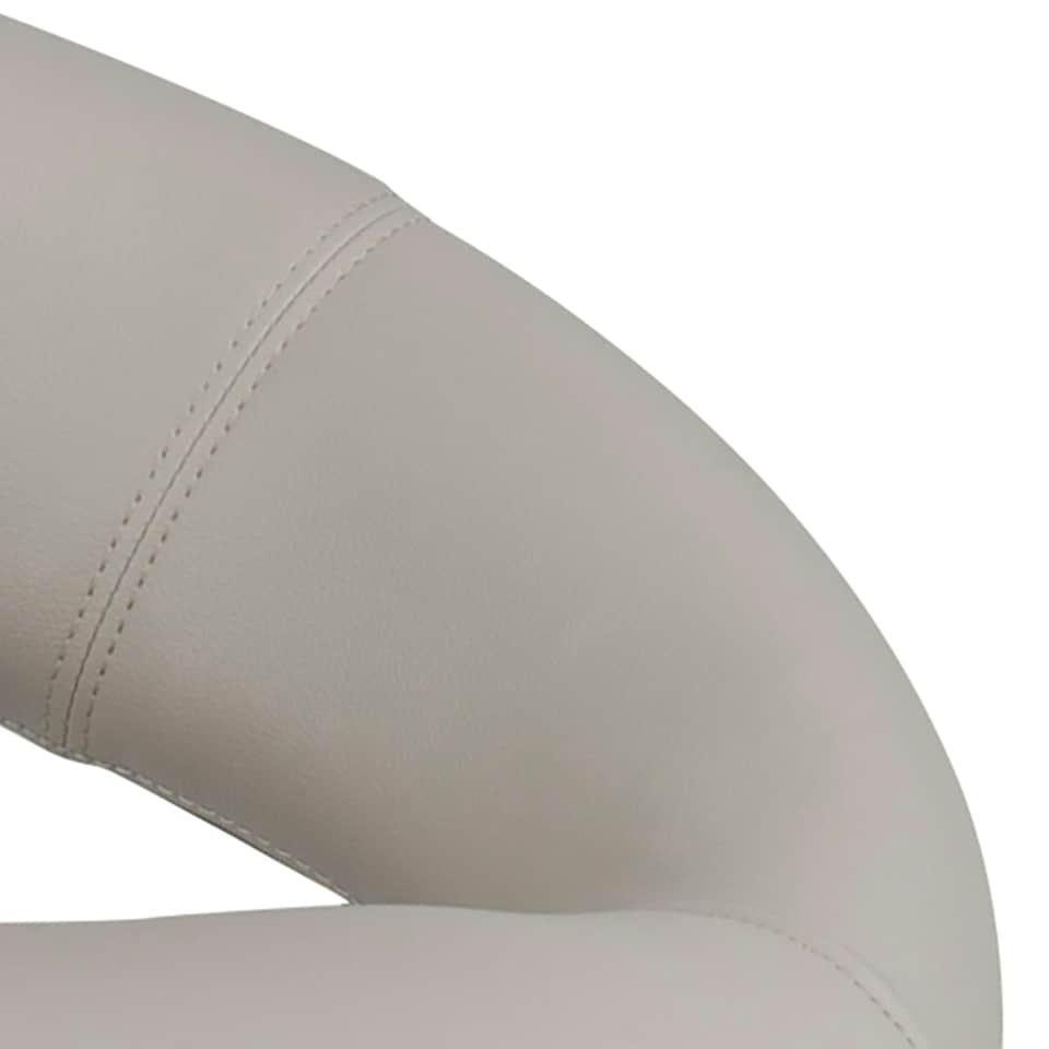 image 1 of Plump Light Grey Swivel Bar Stool with Open Back