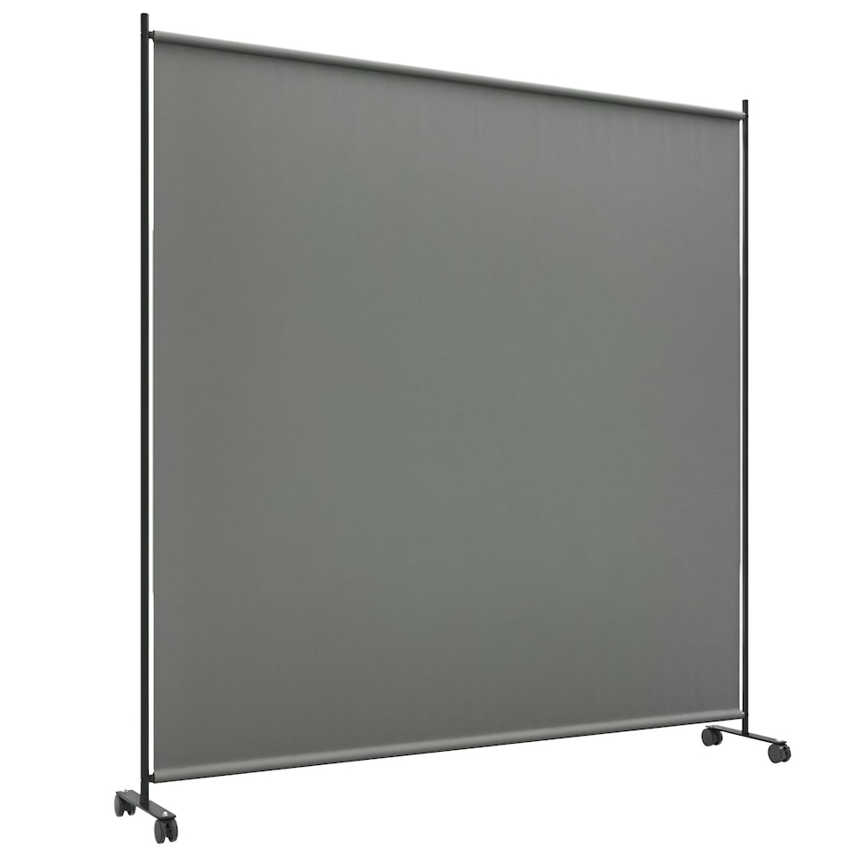 image 1 of Outsunny Garden Screen with Wheels, 6ft Rolling Privacy Room Divider, Dark Grey | Grey | Dark Grey | 183L x 30W x 181Hcm | 1