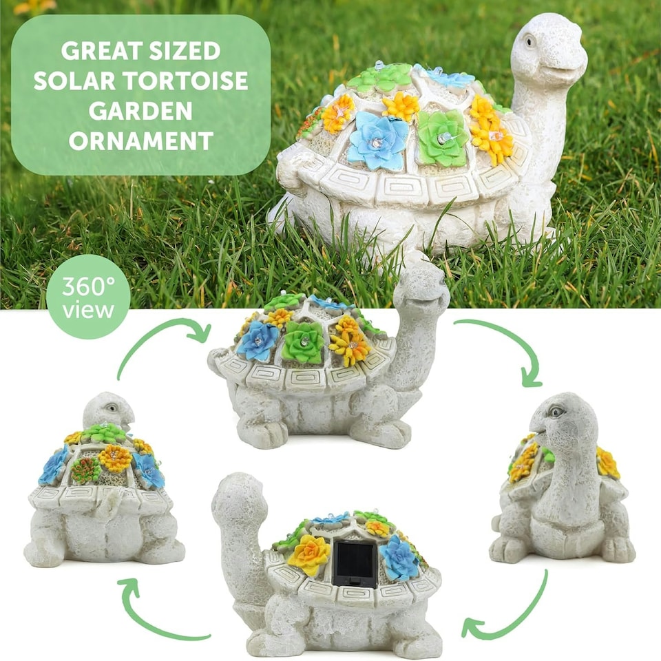 image 1 of Pack of 6 Solar Turtle Garden Ornament Grey | One Size