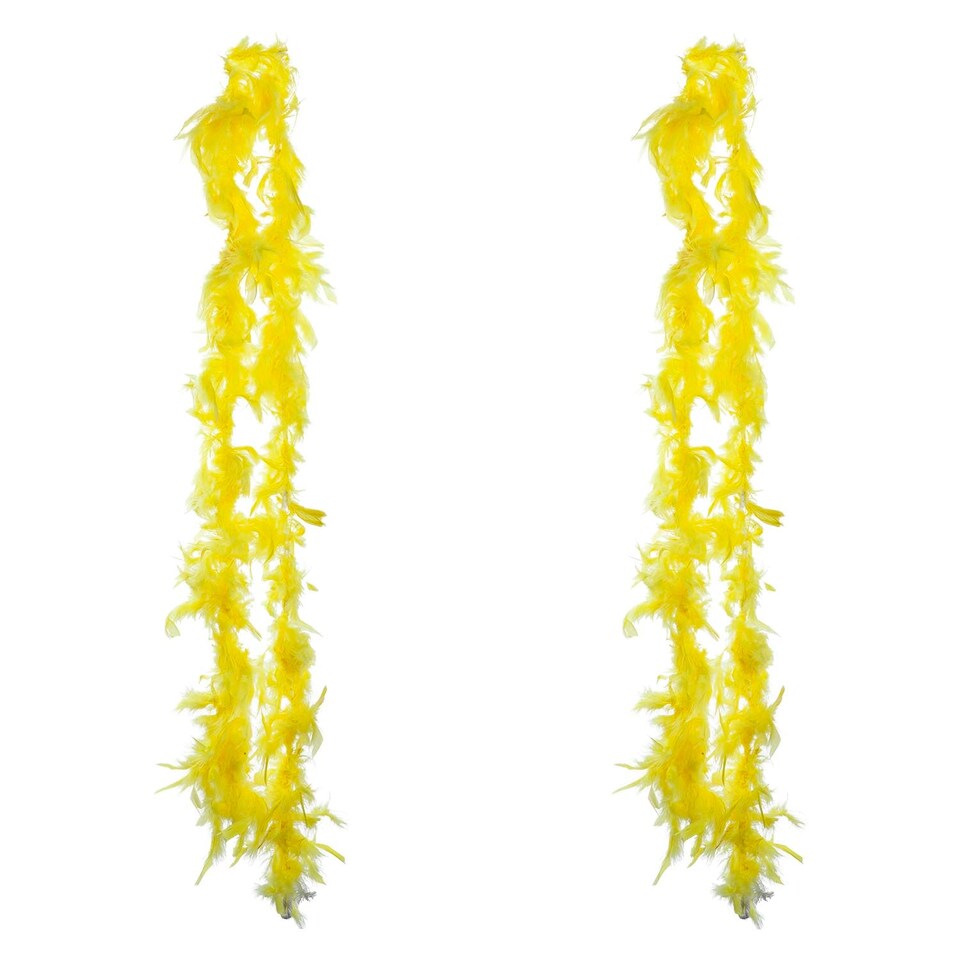 image 1 of PMS Easter Feather Boa Fancy Dress 150cm x 8cm Yellow - Pack of 2