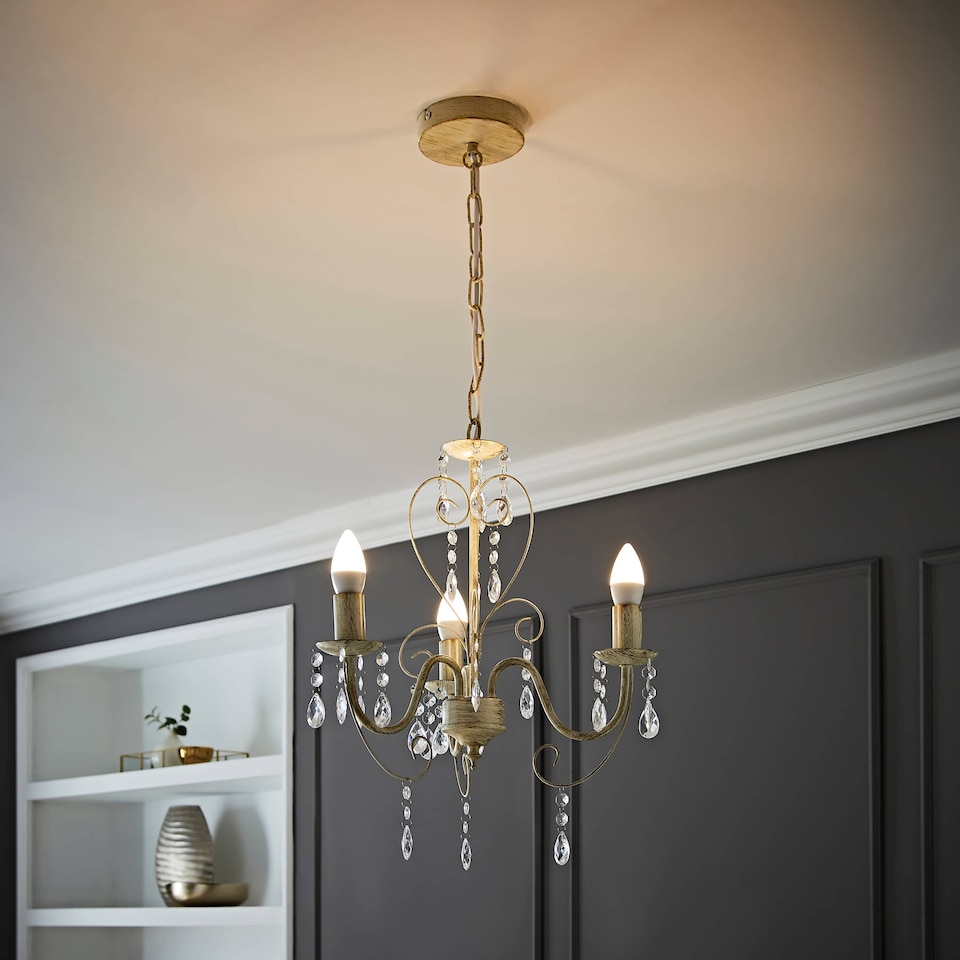 image 1 of ValueLights Lille 3 Way White Ceiling Light Chandelier | White