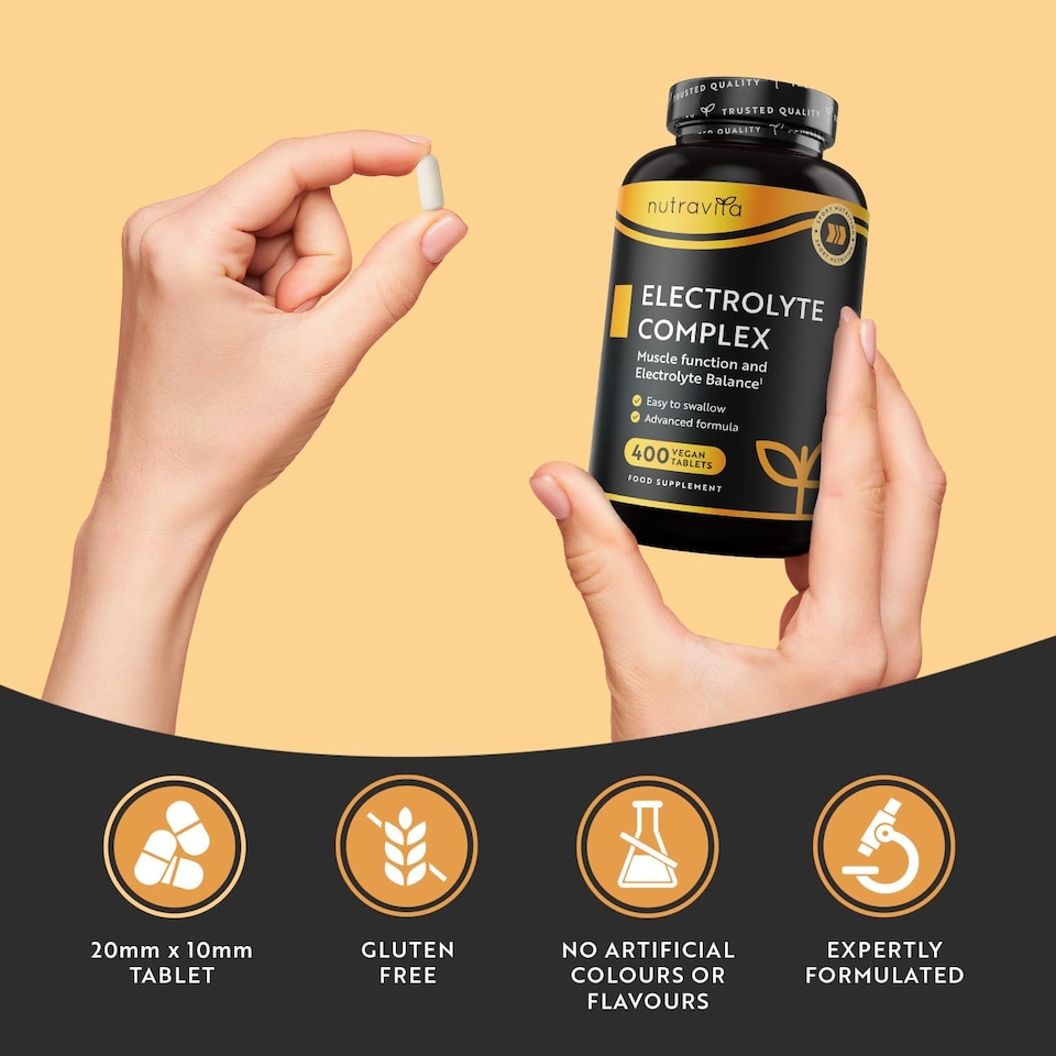 image 1 of Nutravita Electrolyte Replacement Complex with Added Magnesium, Potassium & Calcium - Muscle Function & Electrolyte Balance - 400 Vegan Tablets