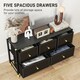image 4 of HOMCOM Fabric Chest of Drawers with PU Leather Surface, for Bedroom