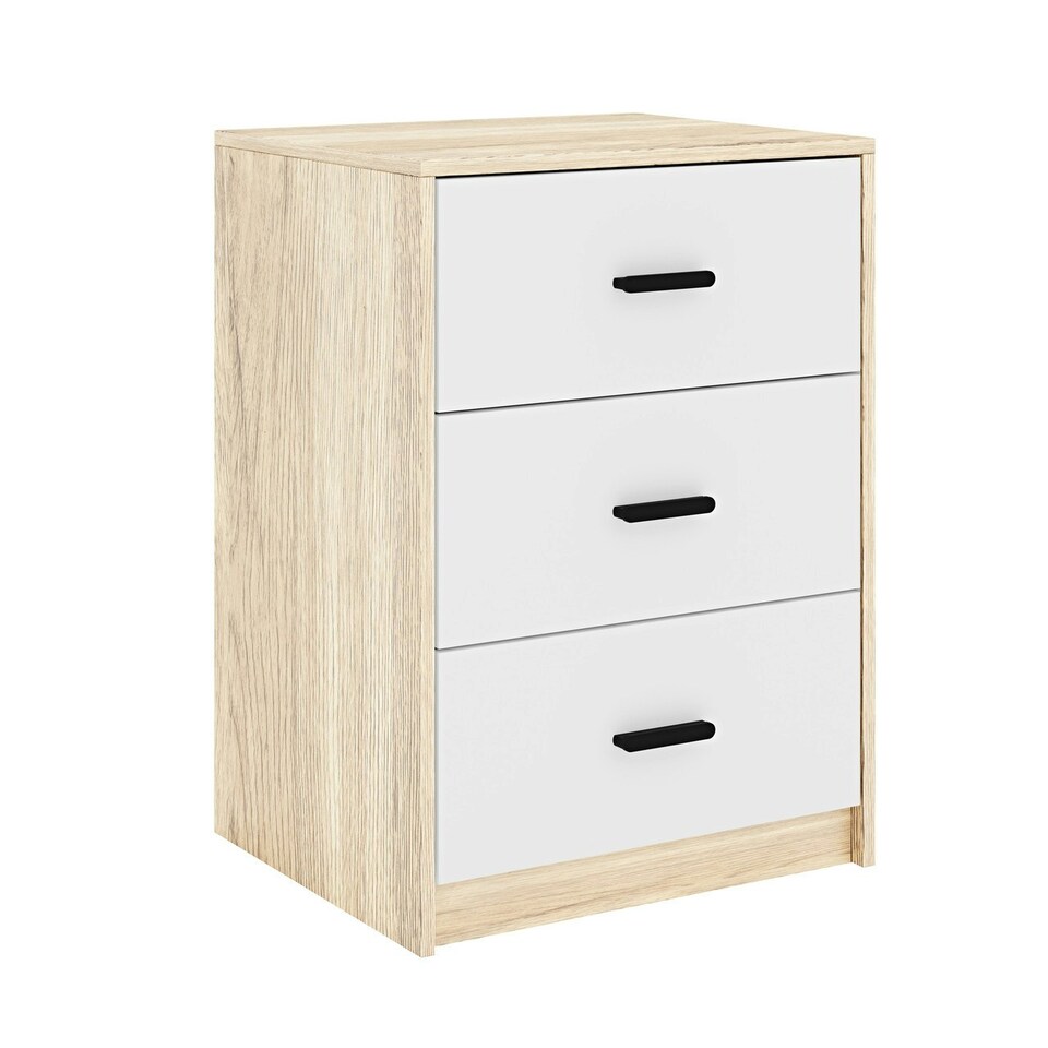 image 1 of Oak 3-Drawer Bedside Table Black | Accent Colour: Black