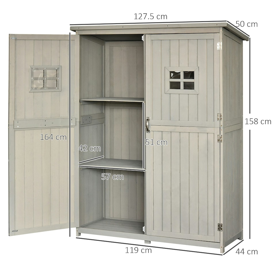 image 1 of Outsunny Garden Shed Outdoor Storage Unit with Asphalt Roof, 3 Shelves
