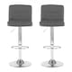 image 6 of Neo Cuban Bar Stool Dark Grey Faux Leather Stainless Steel Base Set of Two