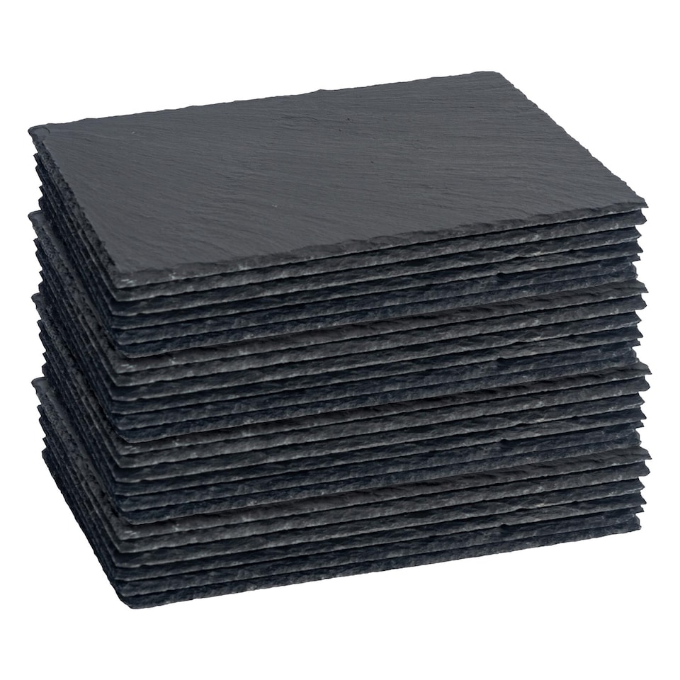 image 1 of Argon Tableware Rectangle Slate Placemats - 30cm x 20cm - Pack of 24 | Black | Natural