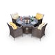 image 2 of Savannah Fire Pit 4 Seater Round Rattan Dining Set | Brown | Brown