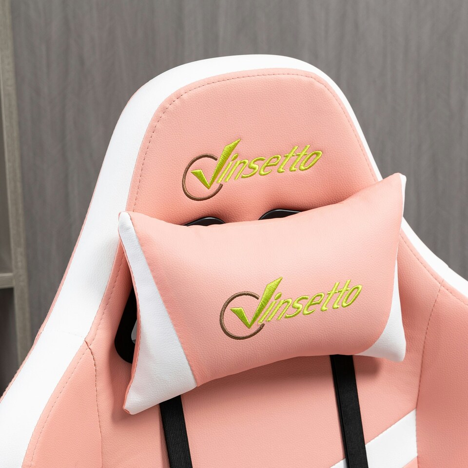 image 1 of Vinsetto Racing Gaming Chair w/ Lumbar Support, Office Gamer Chair, Pink