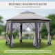 image 3 of Outsunny 3x4m Hexagon Gazebo w/ Mesh Curtains Outdoor Garden, Khaki