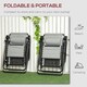 image 4 of Outsunny Foldable Garden Recliner Chair Set of 2 w/ Footstool & Headrest, Grey