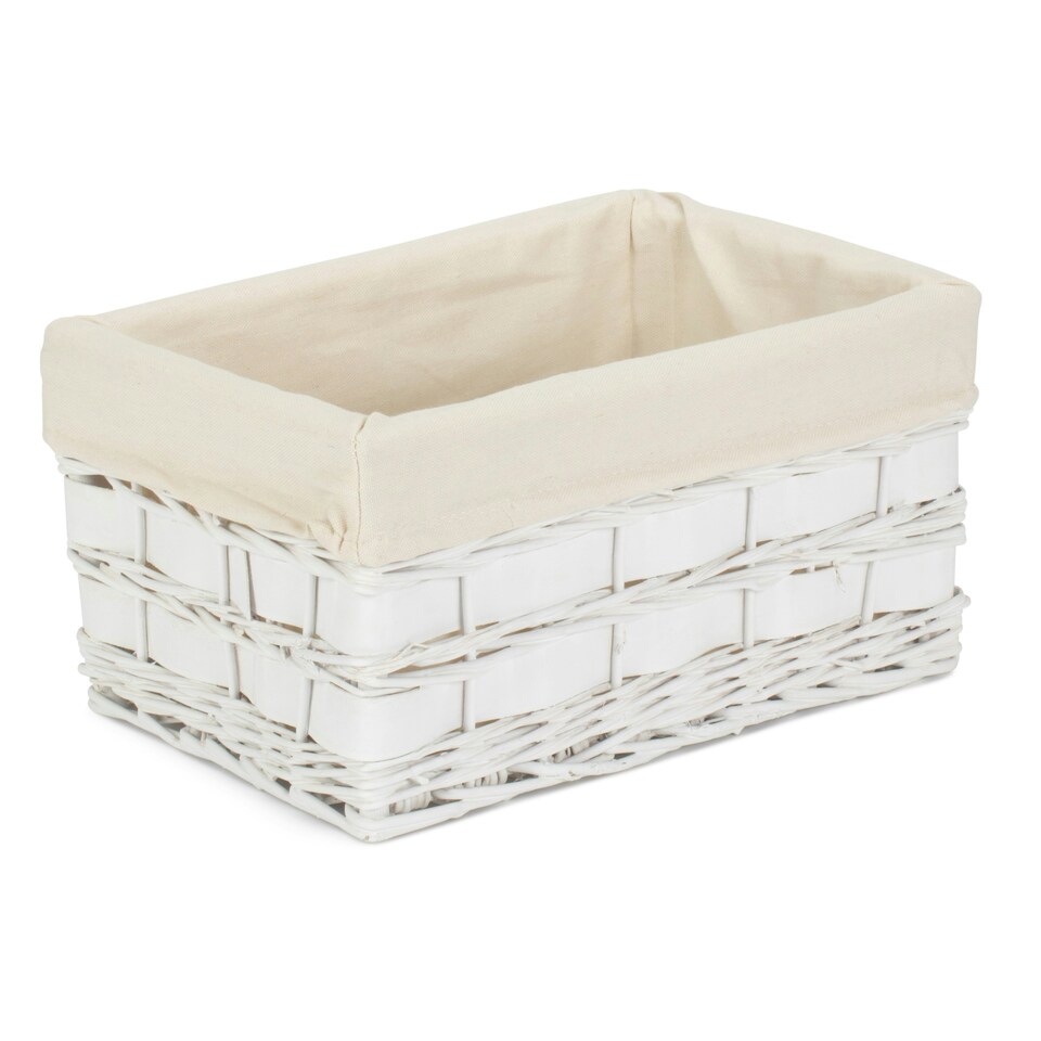 image 1 of White Scandi Storage Basket with White Lining White | White | M