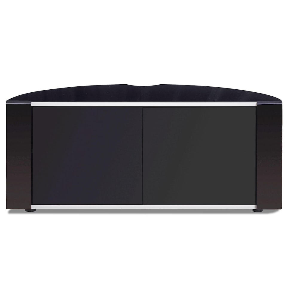 image 1 of MDA Designs Sirius 850 Remote Friendly Beam Thru Glass Door Gloss Piano Black with Black Front Profiles & Silver Trim up to 40" LCD/Plasma/LED Cabinet TV Stand | Multi | 1