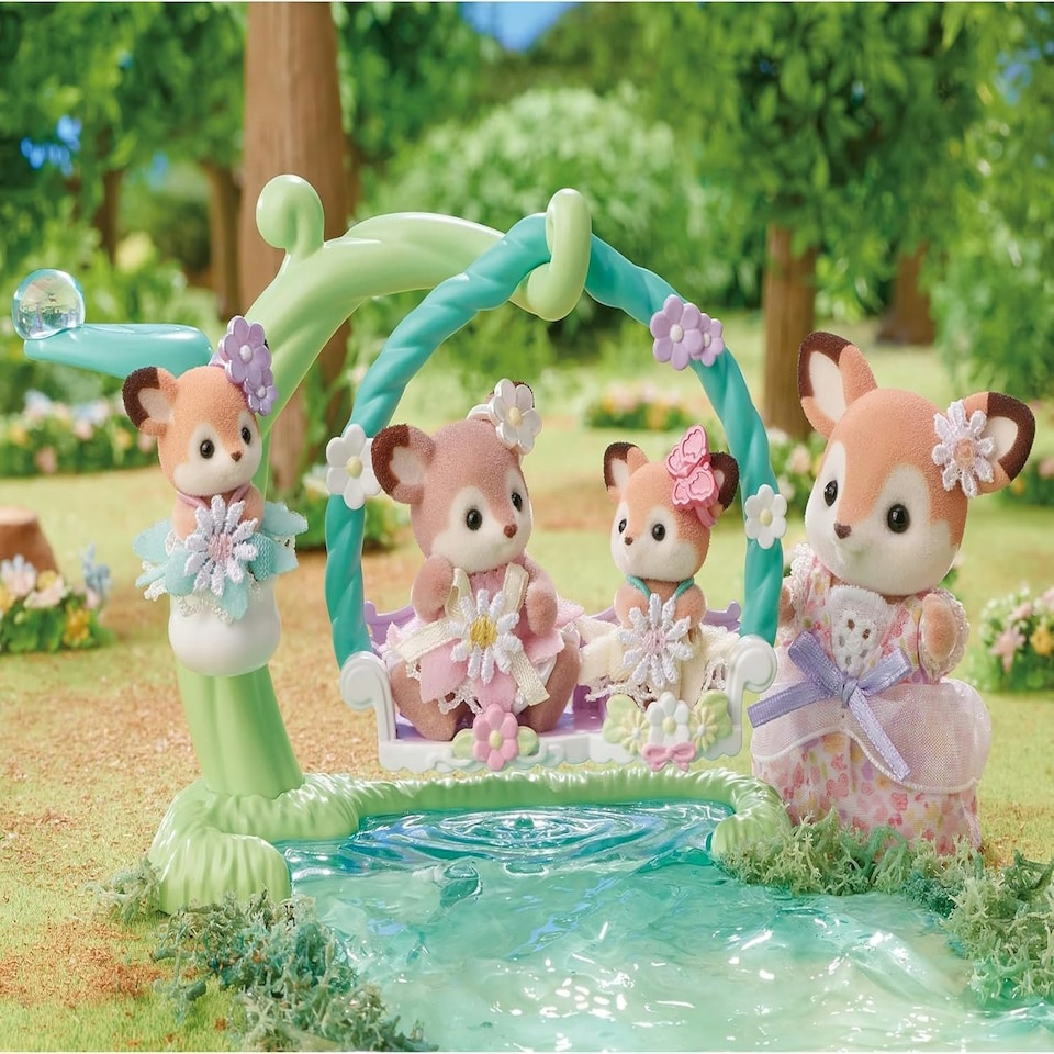 image 1 of Sylvanian Families - Deer Babies Floral Swing Set