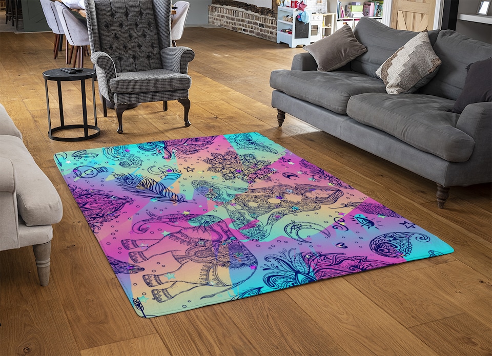 image 1 of Colorful Rainbow Rug | Multi