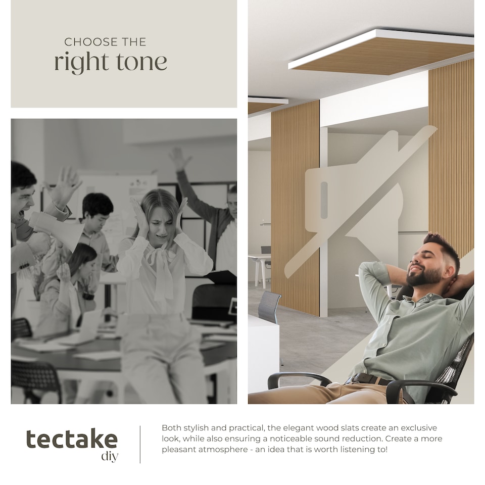 image 1 of Acoustic Wall Panels with Wood Veneer Slats, Thick Felt and Easy to Install | Brown | oak | 120 x 60 x 120 cm | 4