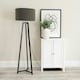 image 2 of ValueLights Lottie Black Wood Tripod Floor Lamp with Charcoal Boucle Drum Shade