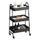 image 2 of 3 Tier Shelf Metal Slim Storage Trolley Cart with Castor Wheels Bathroom Organiser | Black | Black | 3 Tier | 1