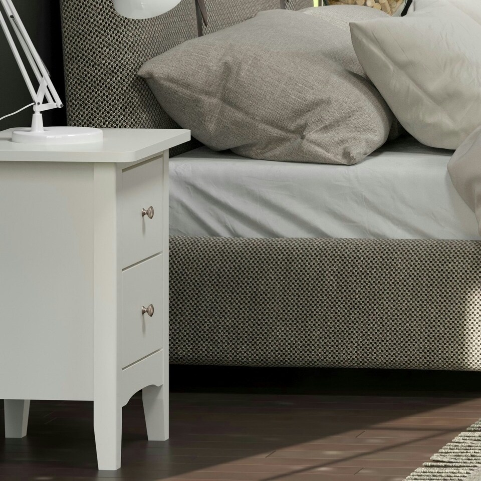image 1 of Como White, 2 Petite Drawer Bedside Cabinet White