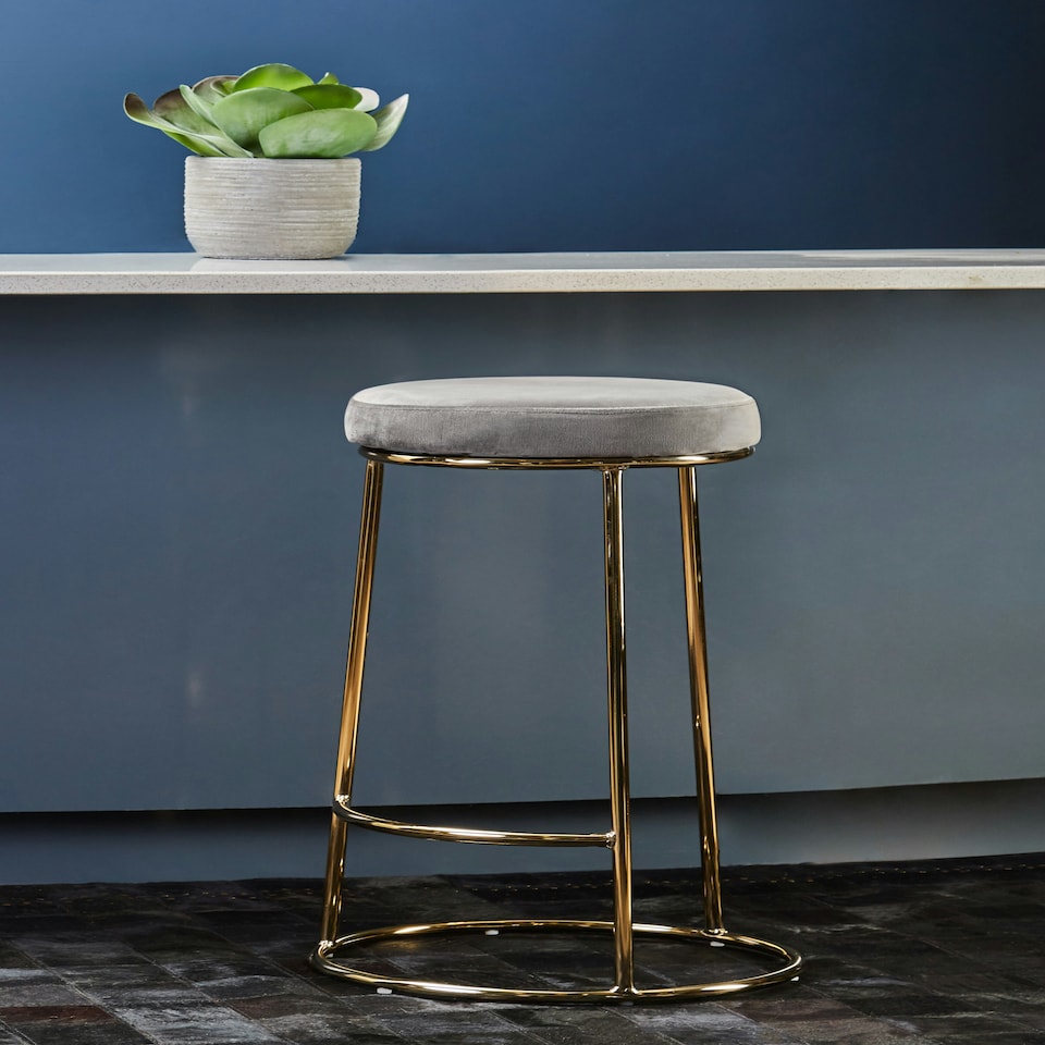 image 1 of Interiors by Premier Manhattan Grey Velvet Tall Bar Stool
