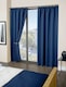 image 2 of Essential Woven Thermal Blackout Pencil Pleat Curtains 228cm x 228cm Navy | Blue | Blue
