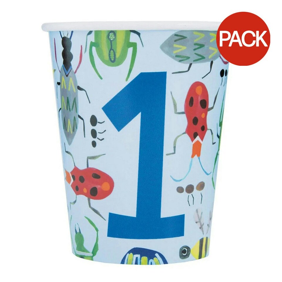 Unique Party Paper Bug 1st Birthday Party Cup (Pack of 8) - Blue - One Size