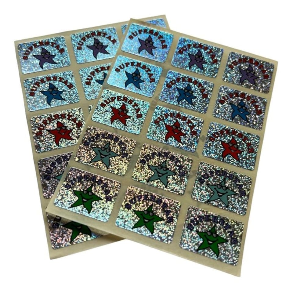 image 1 of Pack of 30 Holographic Superstar Motivational Stickers