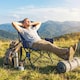 image 7 of Outsunny Camping Chair Padded with Side Pocket | Blue | Dark Blue, Dark Grey | One Size