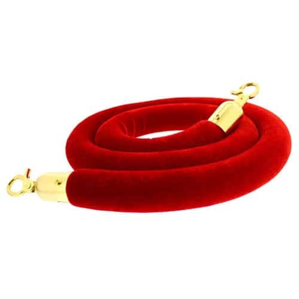 Red Velvet Rope with Brass Hooks
