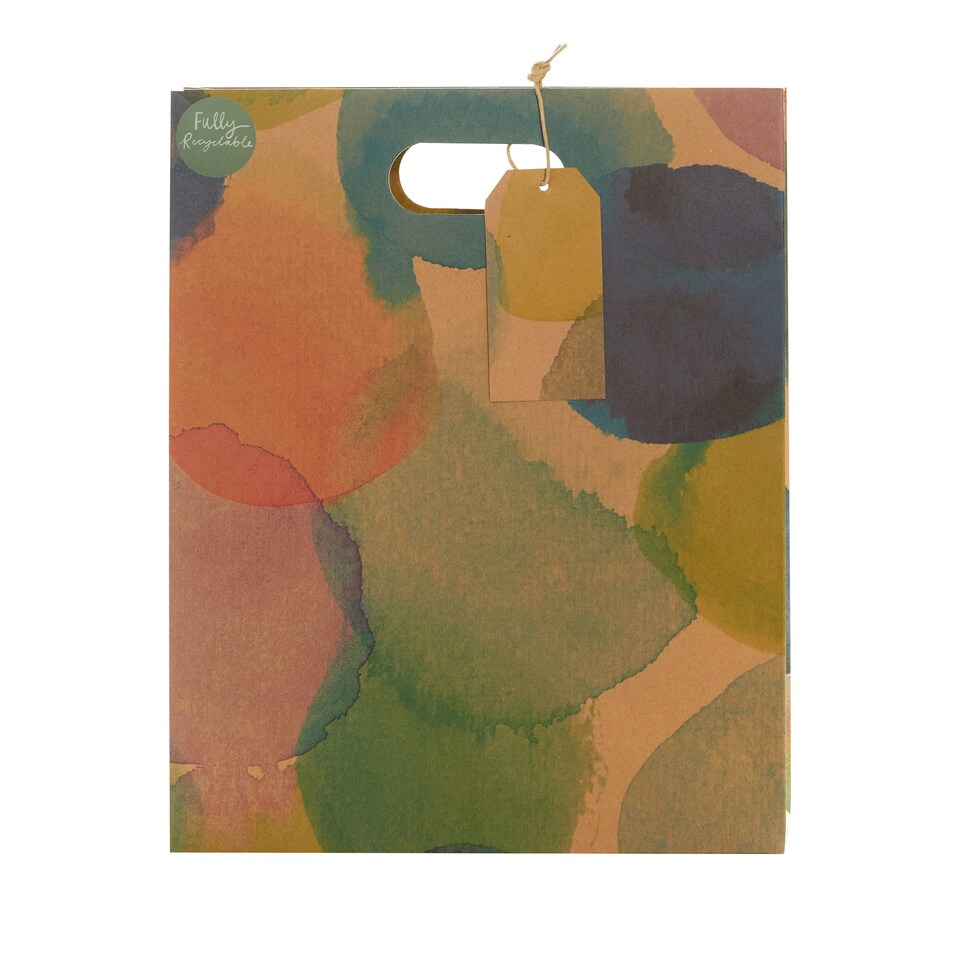 image 1 of Watercolour Kraft Large Gift Bag - Pack of 3