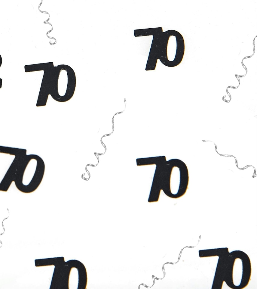 image 1 of 70th Birthday Confetti Black & Silver 1 pack x 14 grams birthday decoration Foil Metallic 1 pack