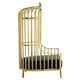 image 3 of Interiors by Premier Gold Finish Dome Cage Chair, Art Deco Style Stainless Steel Statement Chair, Black Faux Leather Padded Seat Gold