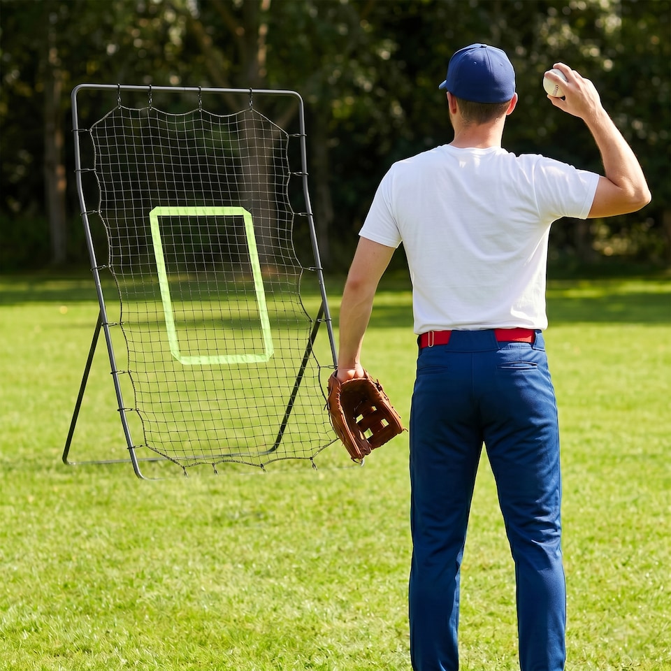 image 1 of HOMCOM Rebounder Net Kids Adults Baseball Softball Training Aid Goal Play