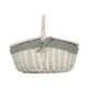 image 4 of White Wash Finish Oval Wicker Basket with Lining Blue | Blue | One Size