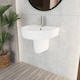 image 4 of Balterley Mila Round 1 Tap Hole Ceramic Basin with Semi Pedestal Bathroom Sink (Tap Not Included) | White | White