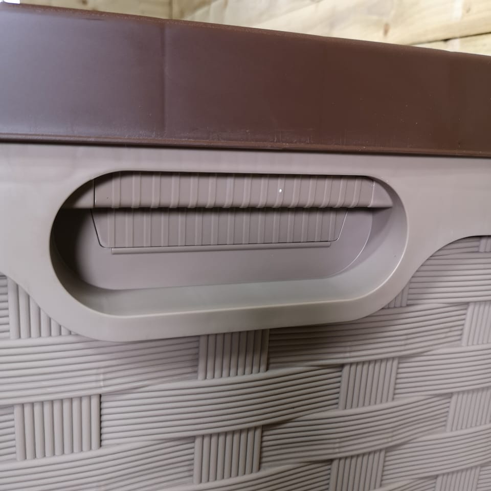 image 1 of HUGE XXL 634 Litre Rattan Sit On Cushion Garden Storage Seat Decking Box In Brown