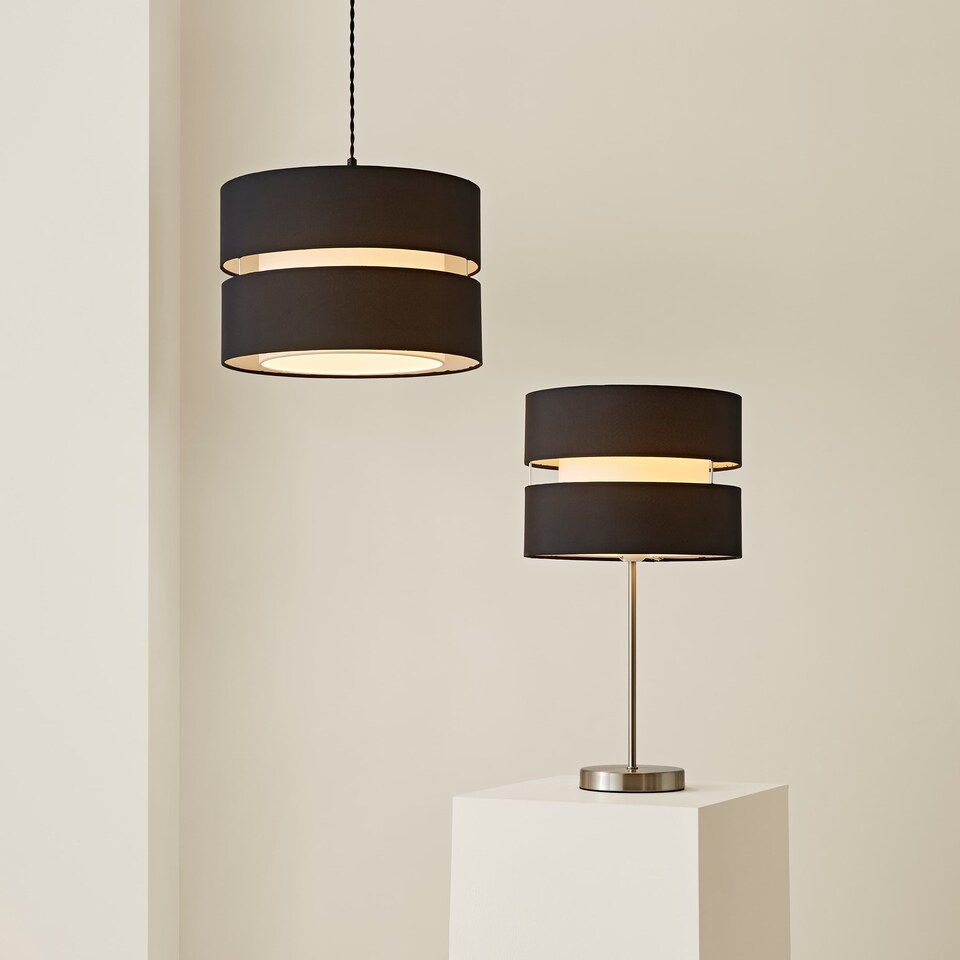 image 1 of ValueLights Sophia Large Black 2 Tier Ceiling Light Shade & Bulb | Black