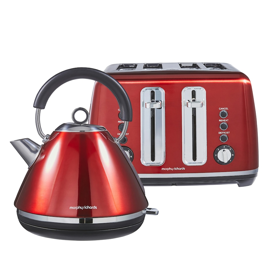 Morphy Richards Accents Red Kettle & Toaster Bundle