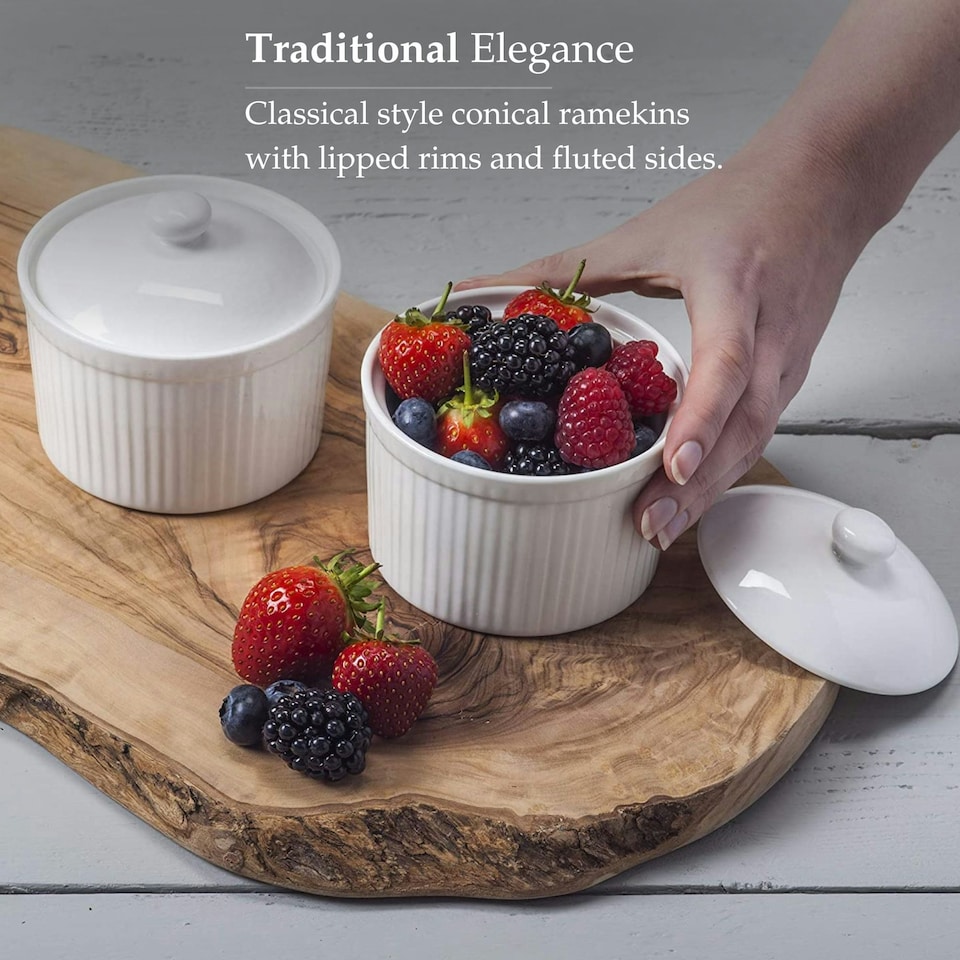 image 1 of Porcelain Ramekin with Lid (9cm), Set of 2 | Multi | 2