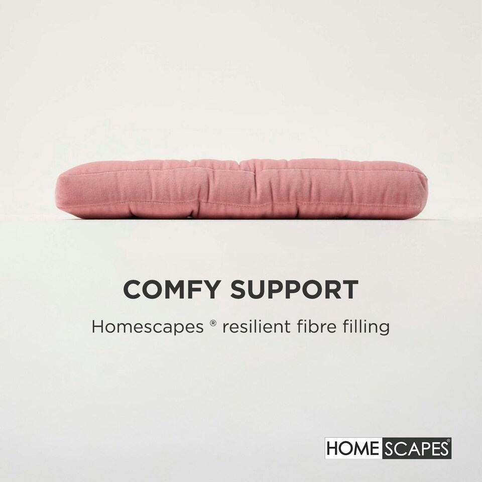 image 1 of Homescapes Set of 4 Seat Pad Cushion Luxury Cotton Velvet Indoor Outdoor Garden, 40 x 40cm Pink
