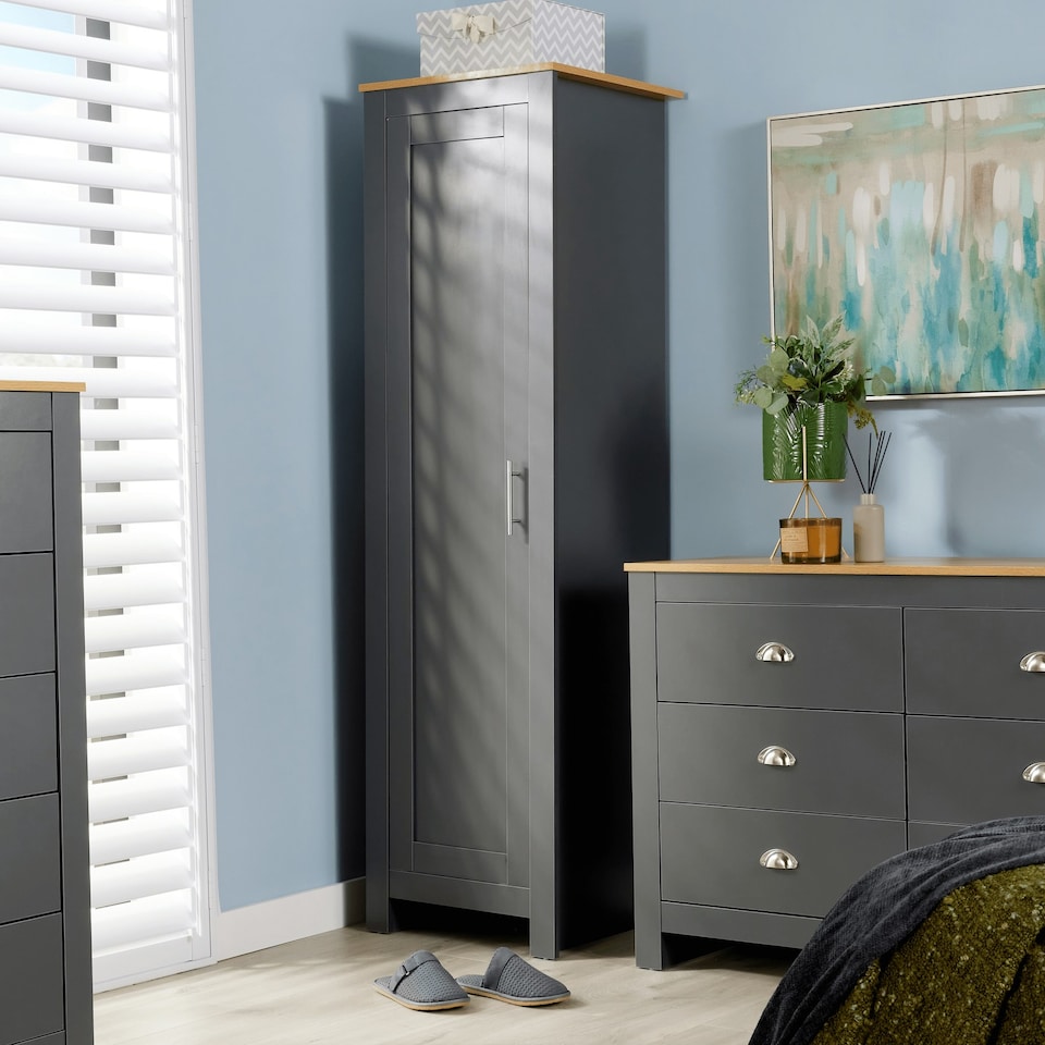 image 1 of Wardrobe 1 Door Hanging Rail Wood Bedroom Furniture Storage Unit White