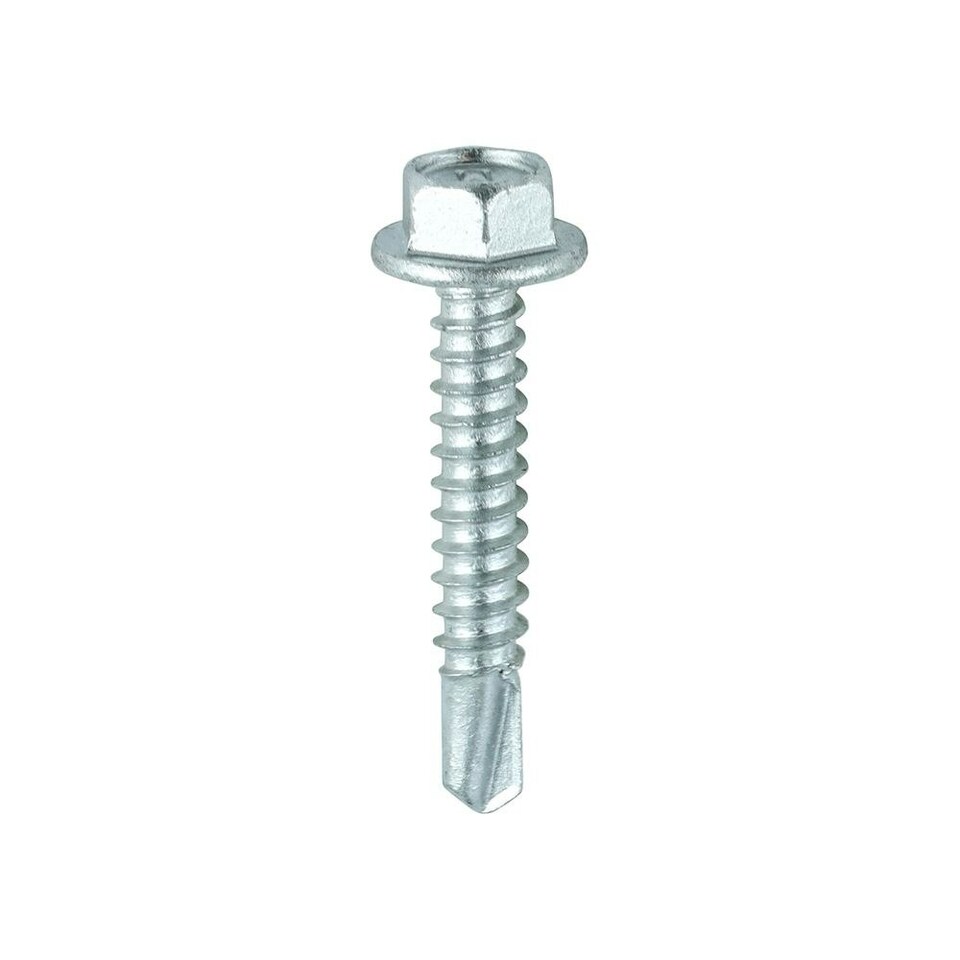image 1 of Timco - Metal Construction Light Section Screws - Hex - Self-Drilling - Exterior - Silver Organic (Size 5.5 x 32 - 100 Pieces)