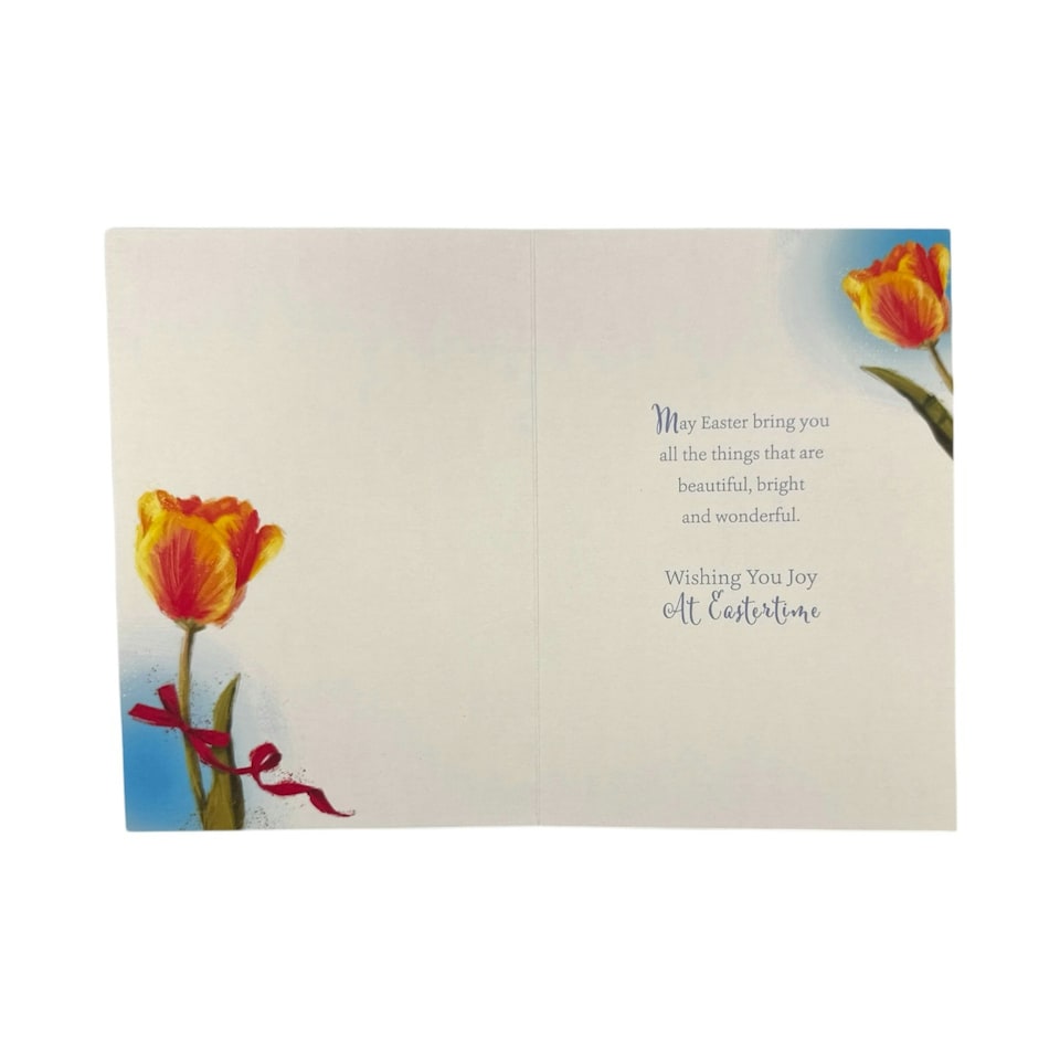 image 1 of From All The Family Beautiful Orange Tulip Flower Design Easter Card