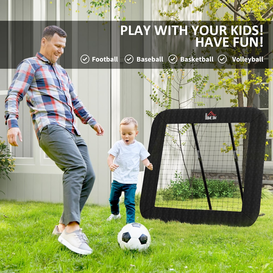 image 1 of HOMCOM Football Training Net, Target Goal W/ Adjustable Angles - Black | Black | Black