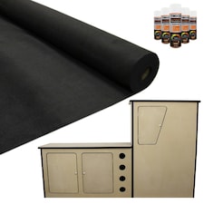 11sqm Black Van Lining & Glue With Camper Kitchen Black